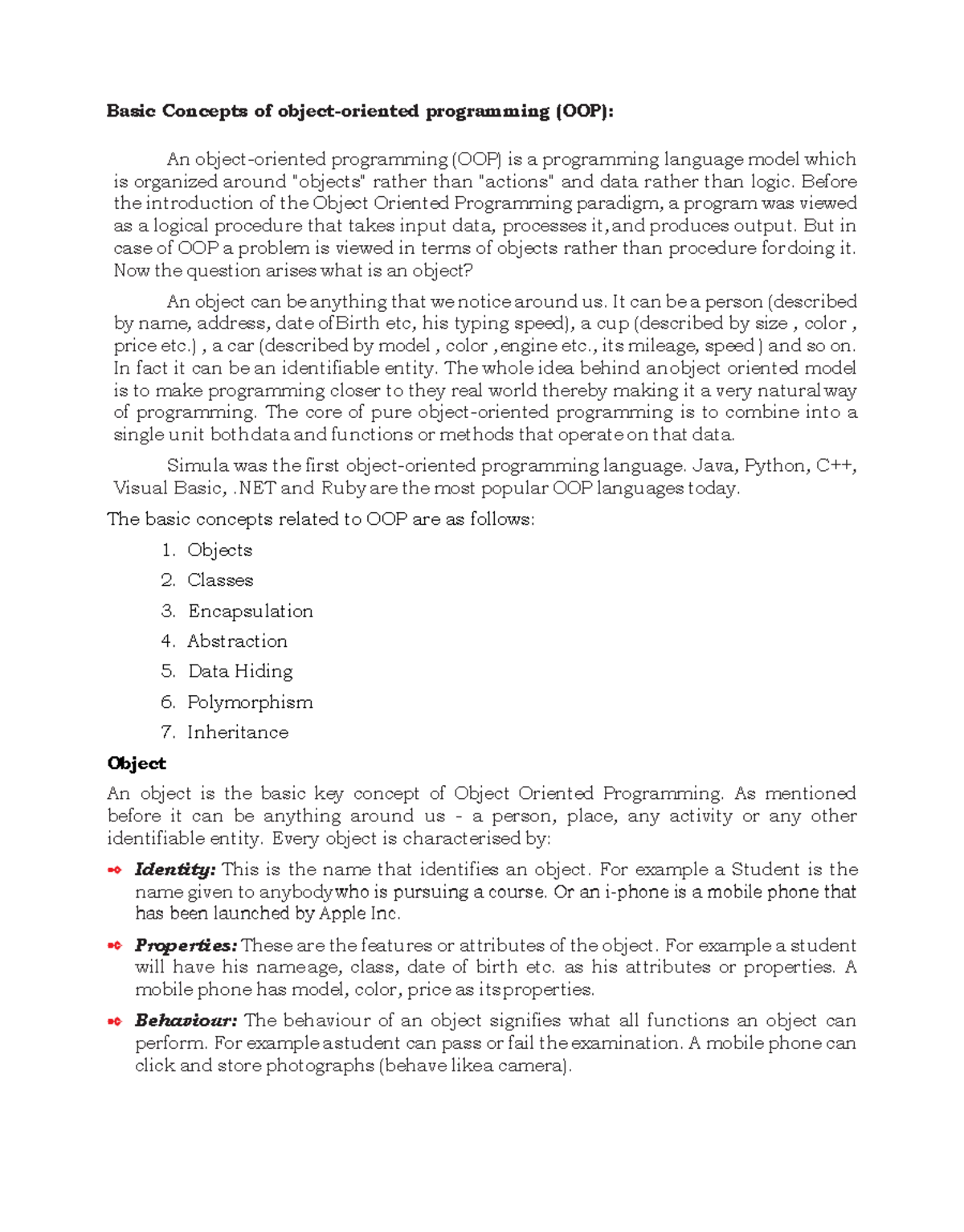 Object Oriented Programming - Basic Concepts of object-oriented ...