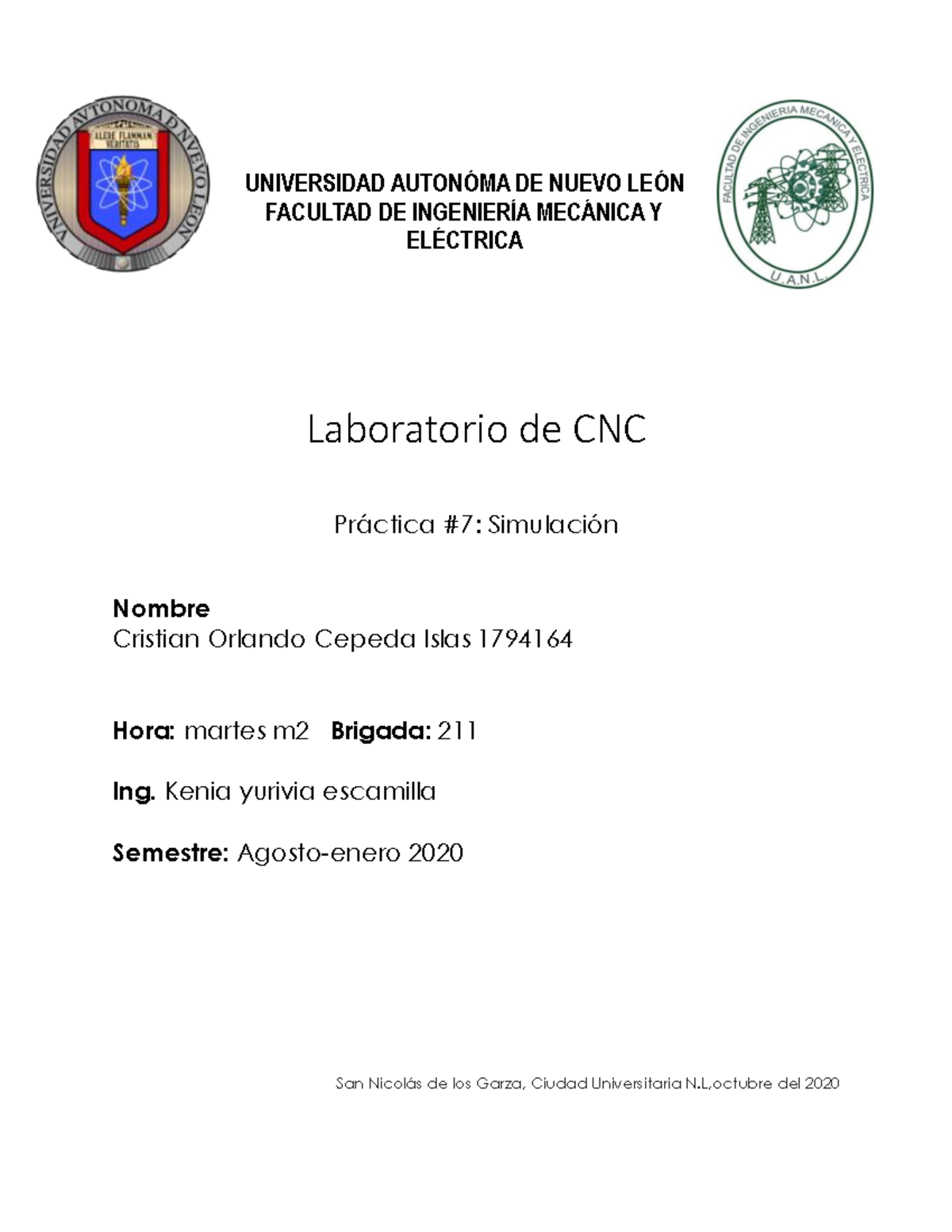 1794164 practica 7 lab cnc - UNIVERSIDAD AUTONÓMA DE NUEVO LEÓN ...