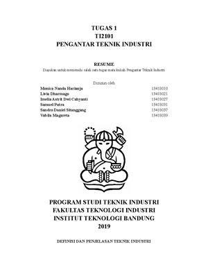 Tugas 1 Kajian Teknik Industri Kel. 6 - Tugas Kajian Disiplin Teknik ...