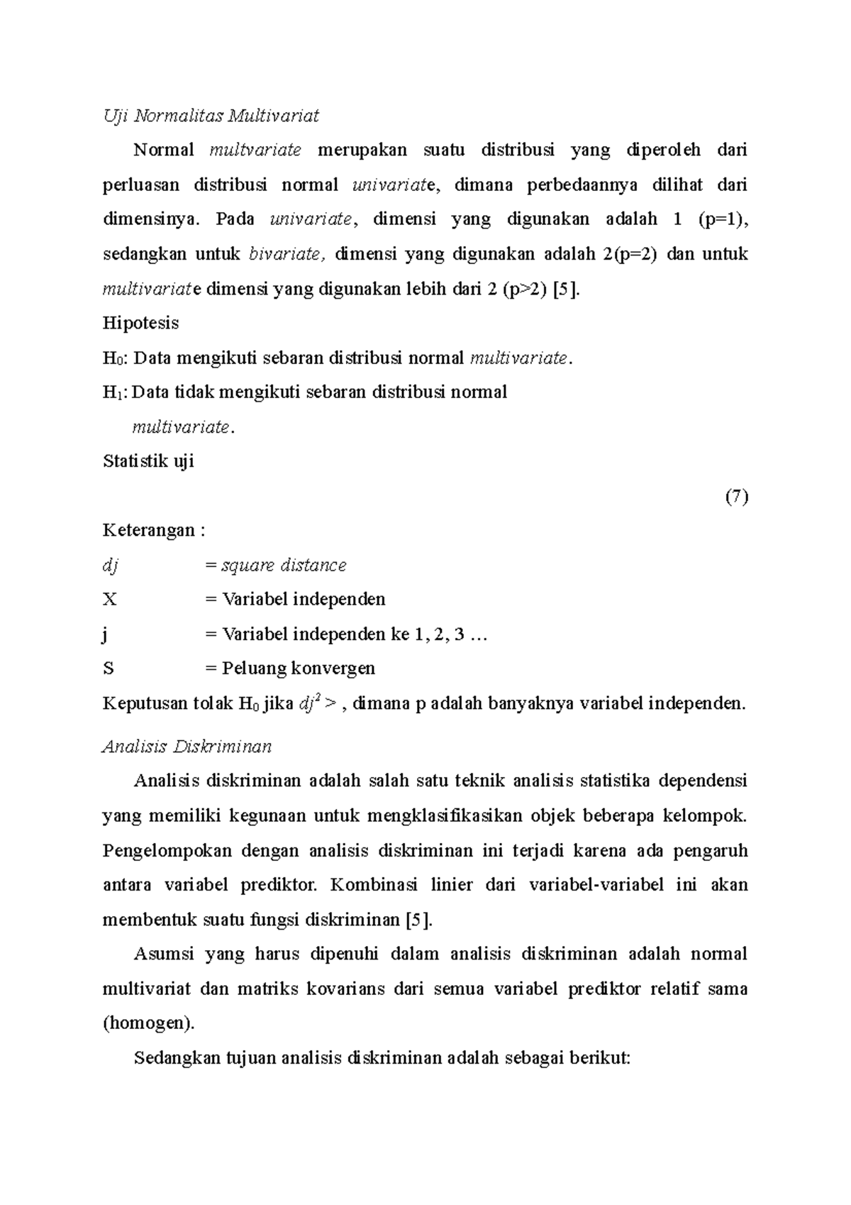 Uji Normalitas Multivariat - Uji Normalitas Multivariat Normal ...