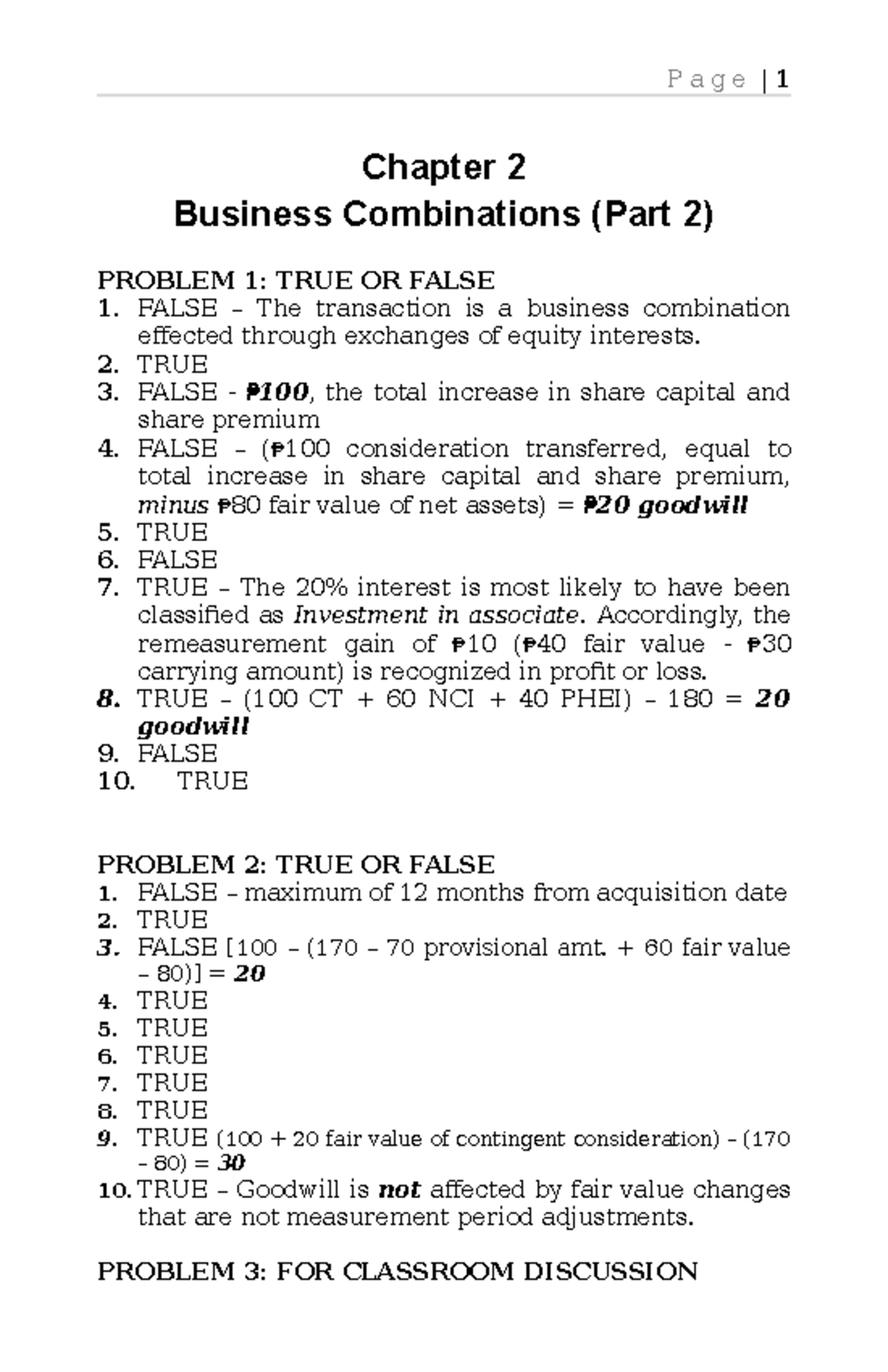 SOL. MAN. Chapter 2 BUS. COM. PART 2 - Chapter 2 Business Combinations ...