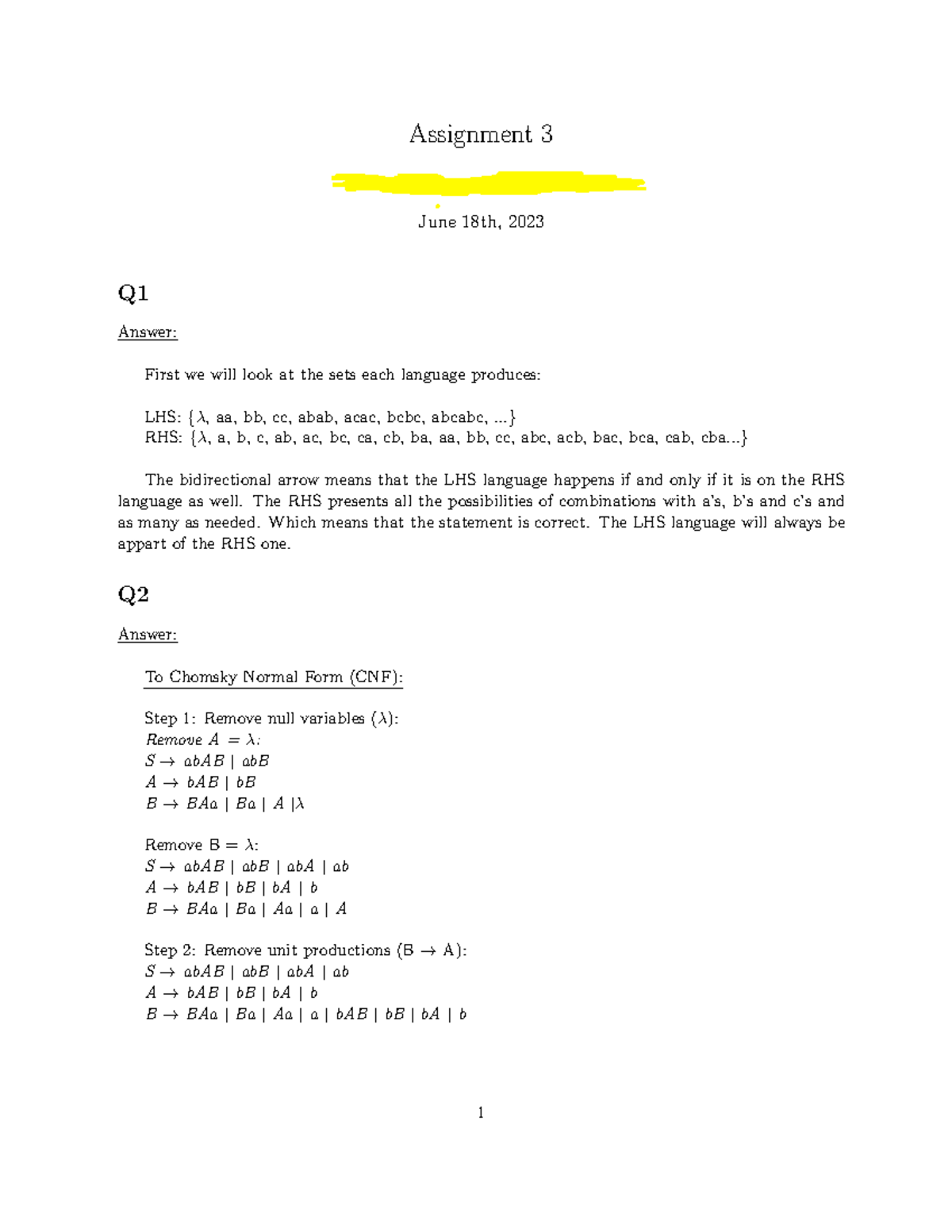 Assignment 3 - .., A, B, C, Ab, Ac, Bc, Ca, Cb, Ba, Aa, Bb, Cc, Abc ...