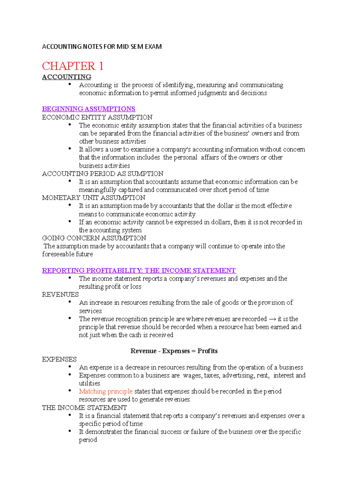 Accounting for business decisions notes weeks 17 ACCOUNTING NOTES