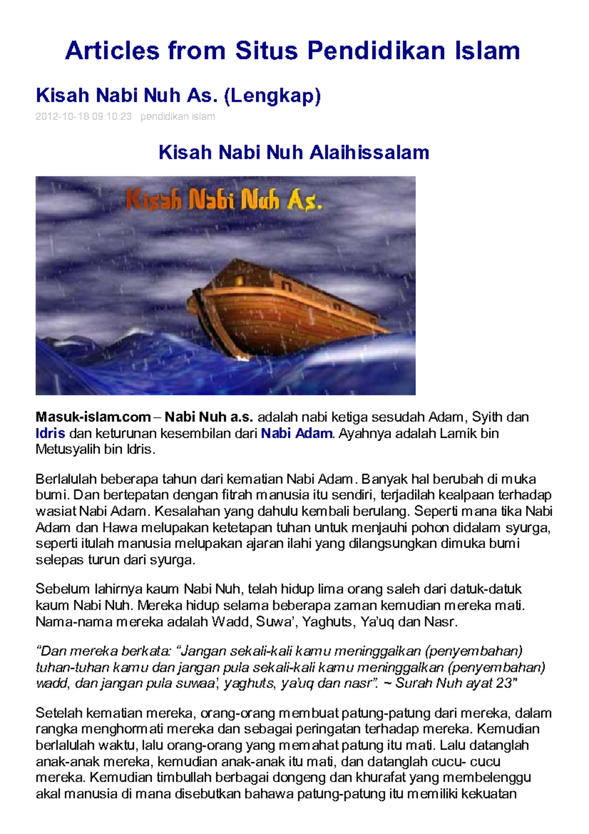 03.Kisah Nabi Nuh A - Kisah Nabi Nuh - Articles From Situs Pendidikan ...