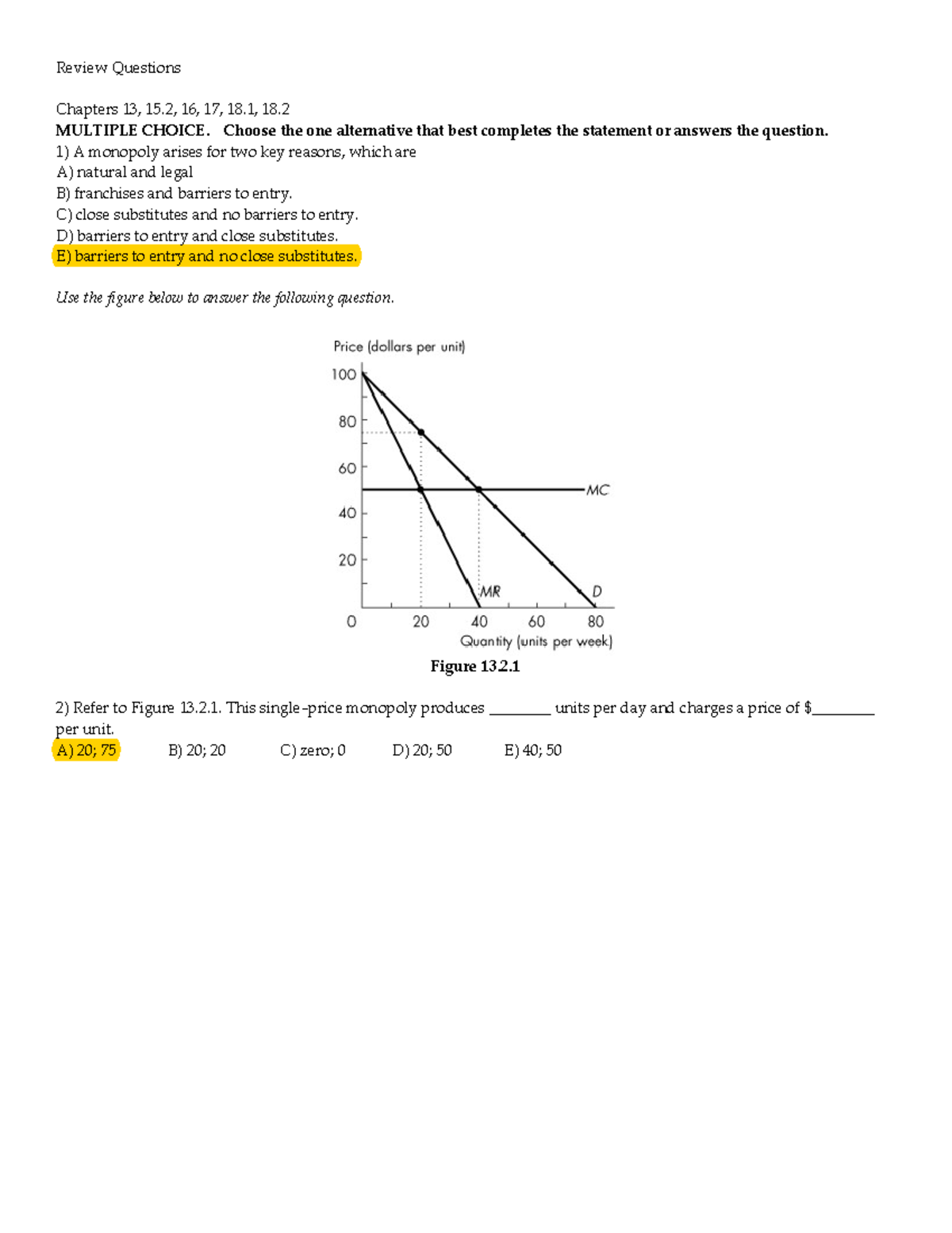 Review chapter 13, questions - Review Questions Chapters 13, 15, 16, 17 ...