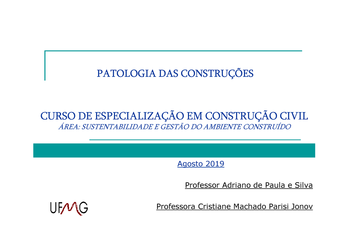 Patologia Das Construcoes - - Studocu