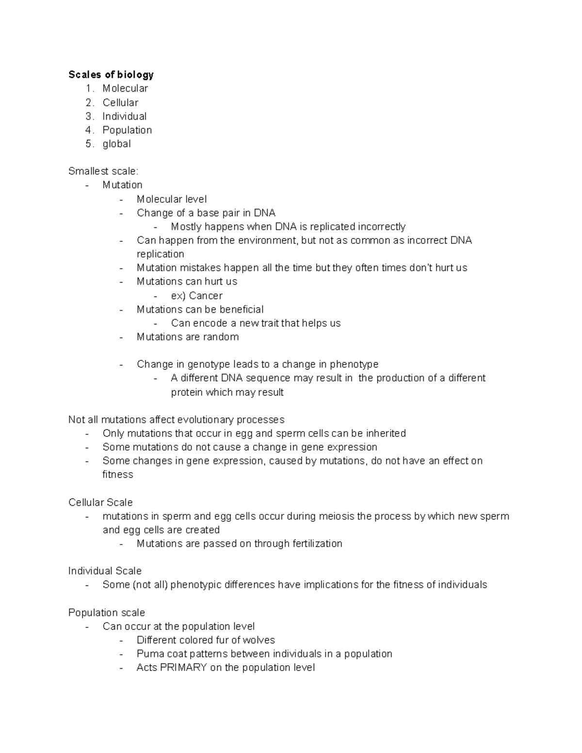 Evolution Foundation Principle of Biology - Scales of biology 1 ...