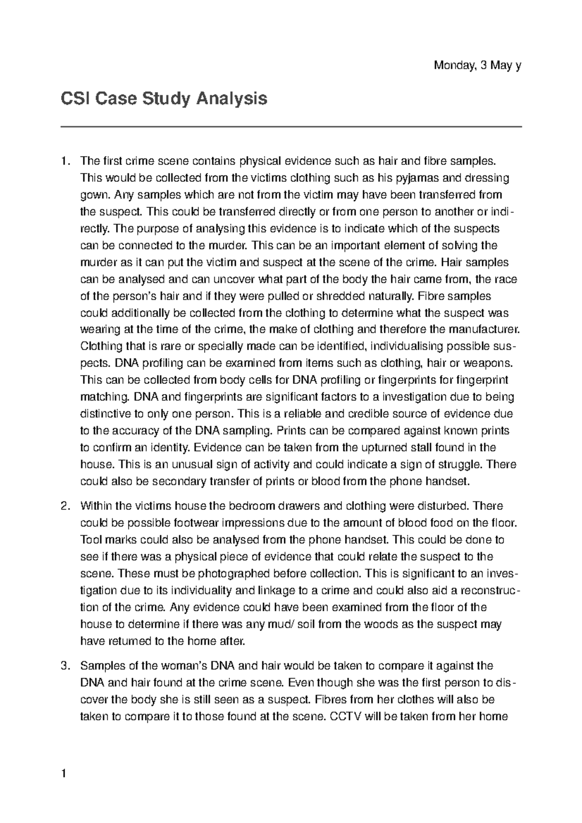 Forensic part 2 (WORD) - Lecture notes 10-12 - Wednesday, 13 November y ...