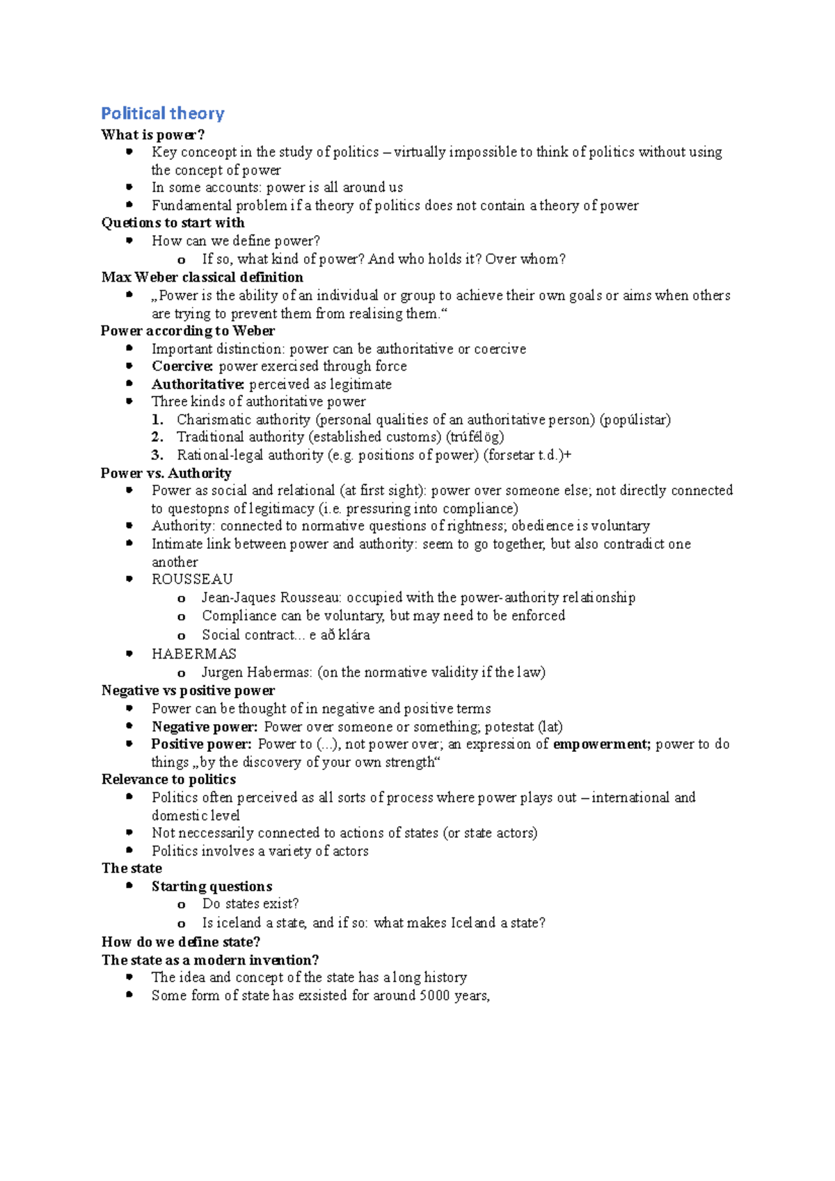 Political theory - Political theory What is power? Key conceopt in the ...