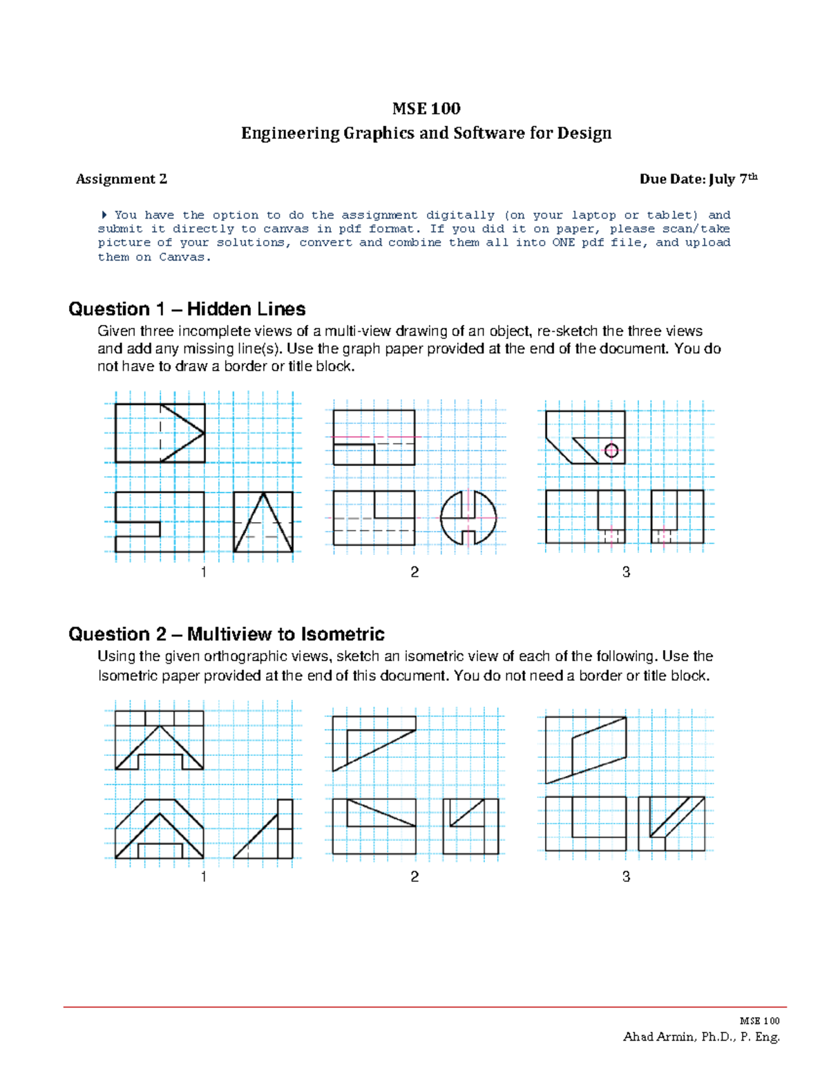 Assignment 2 - MSE 100 Engineering Graphics and Software for Design ...