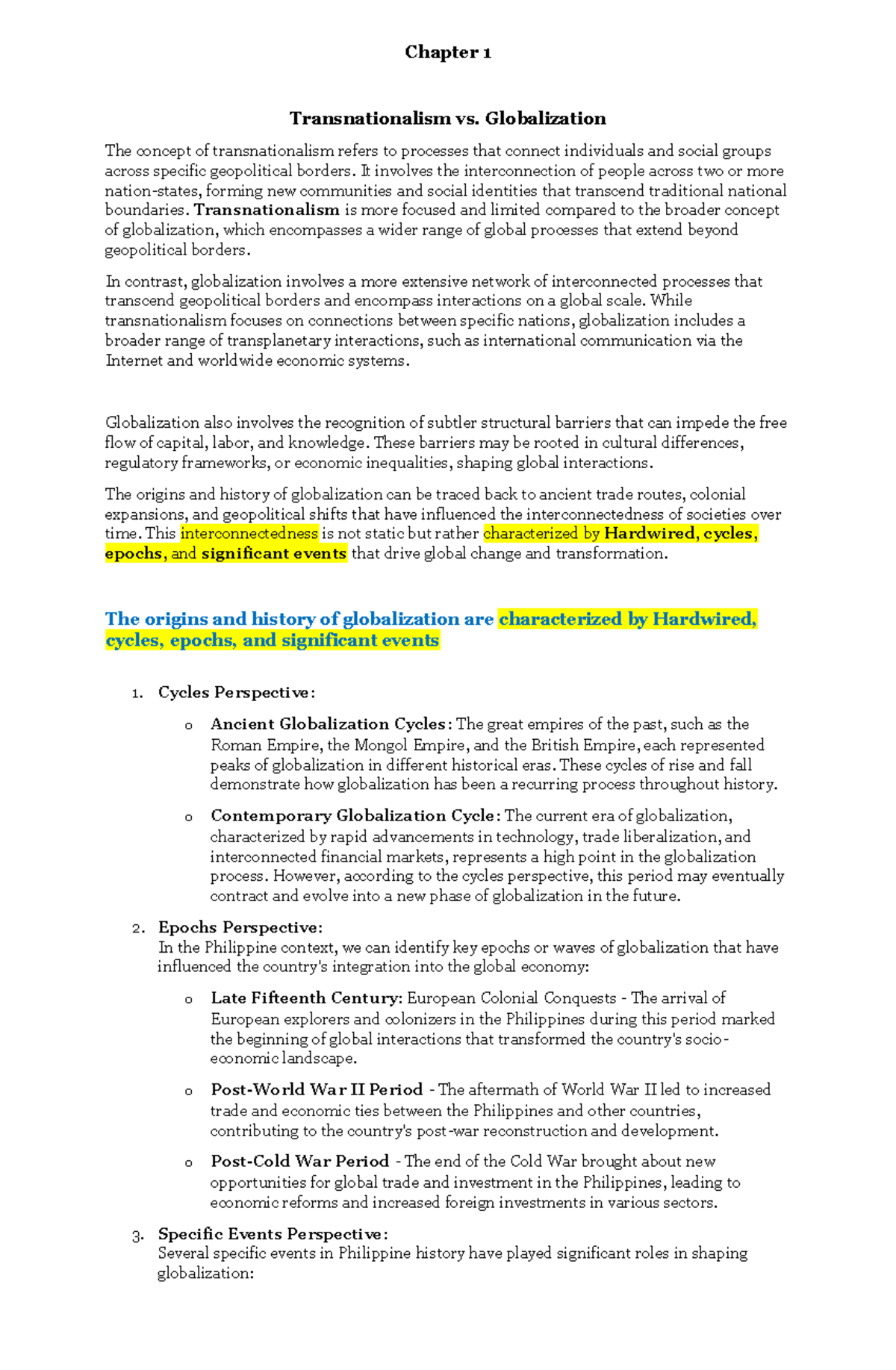 Chapter-1- Globalization - Chapter 1 Transnationalism vs. Globalization ...