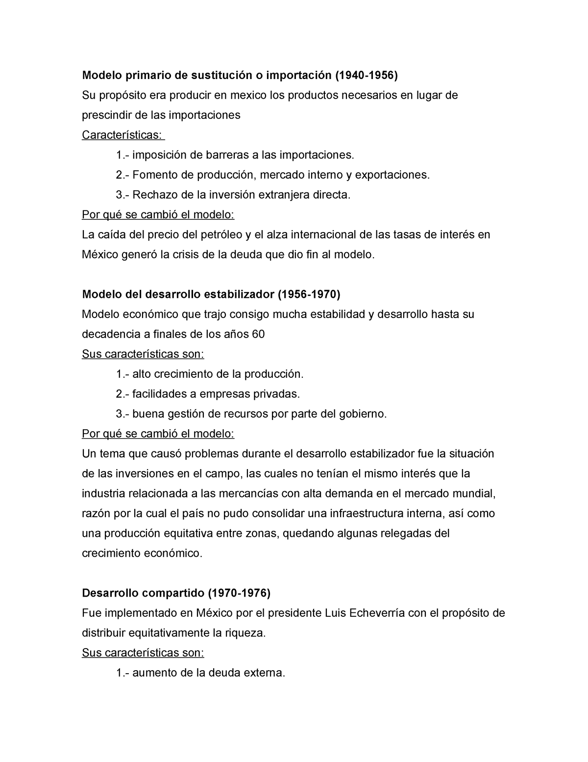 Evidencia mexico - Modelo primario de sustitución o importación (1940-1956)  Su propósito era - Studocu