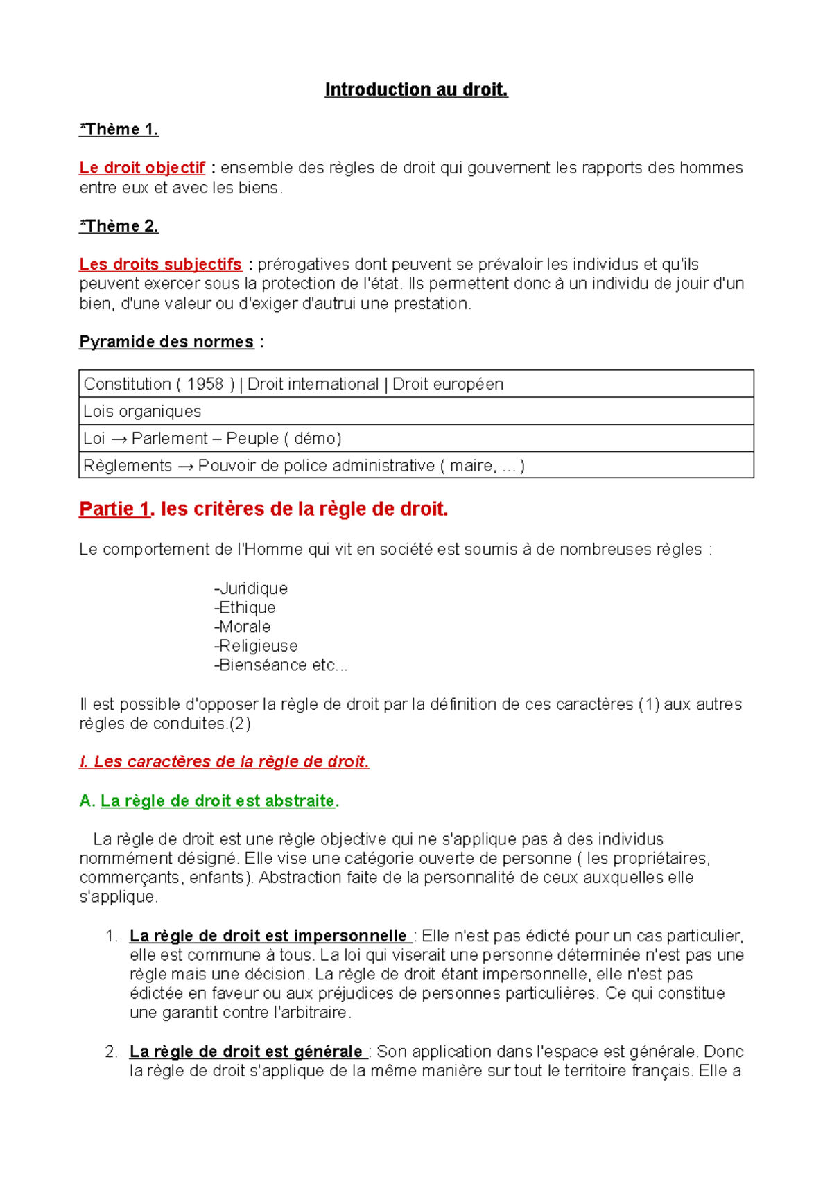 Introduction au droit - Notes de cours 1-14 - Introduction au droit ...