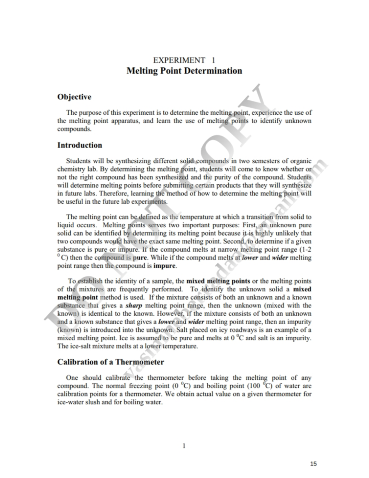 Lab report 1 orgo chem - orgo chem 1 - CHM 3100 - Studocu