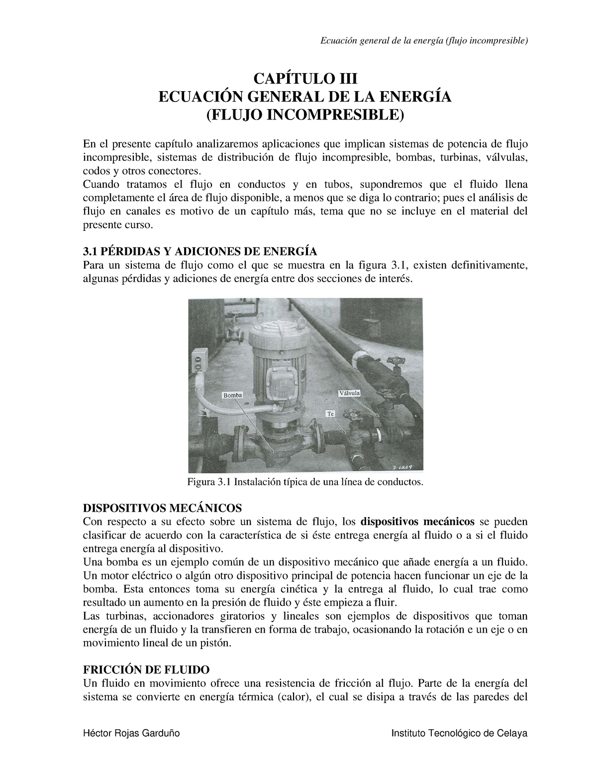 Energía Incompresible CapÍtulo Iii EcuaciÓn General De La EnergÍa Flujo Incompresible En El 3278