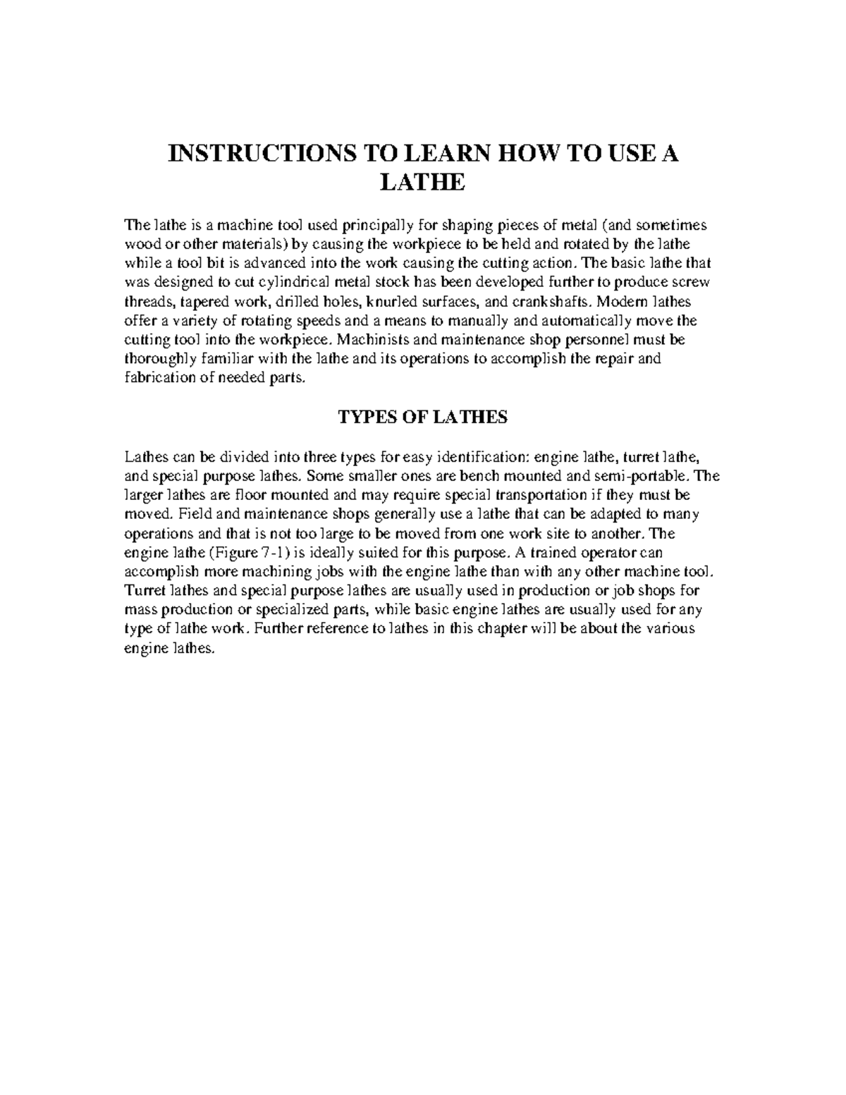 How To Use ALathe - lathe - INSTRUCTIONS TO LEARN HOW TO USE A LATHE ...