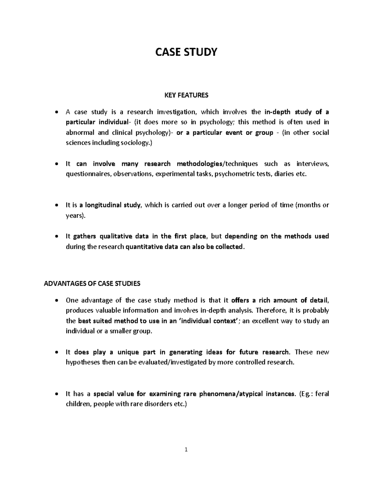 key features of case study method