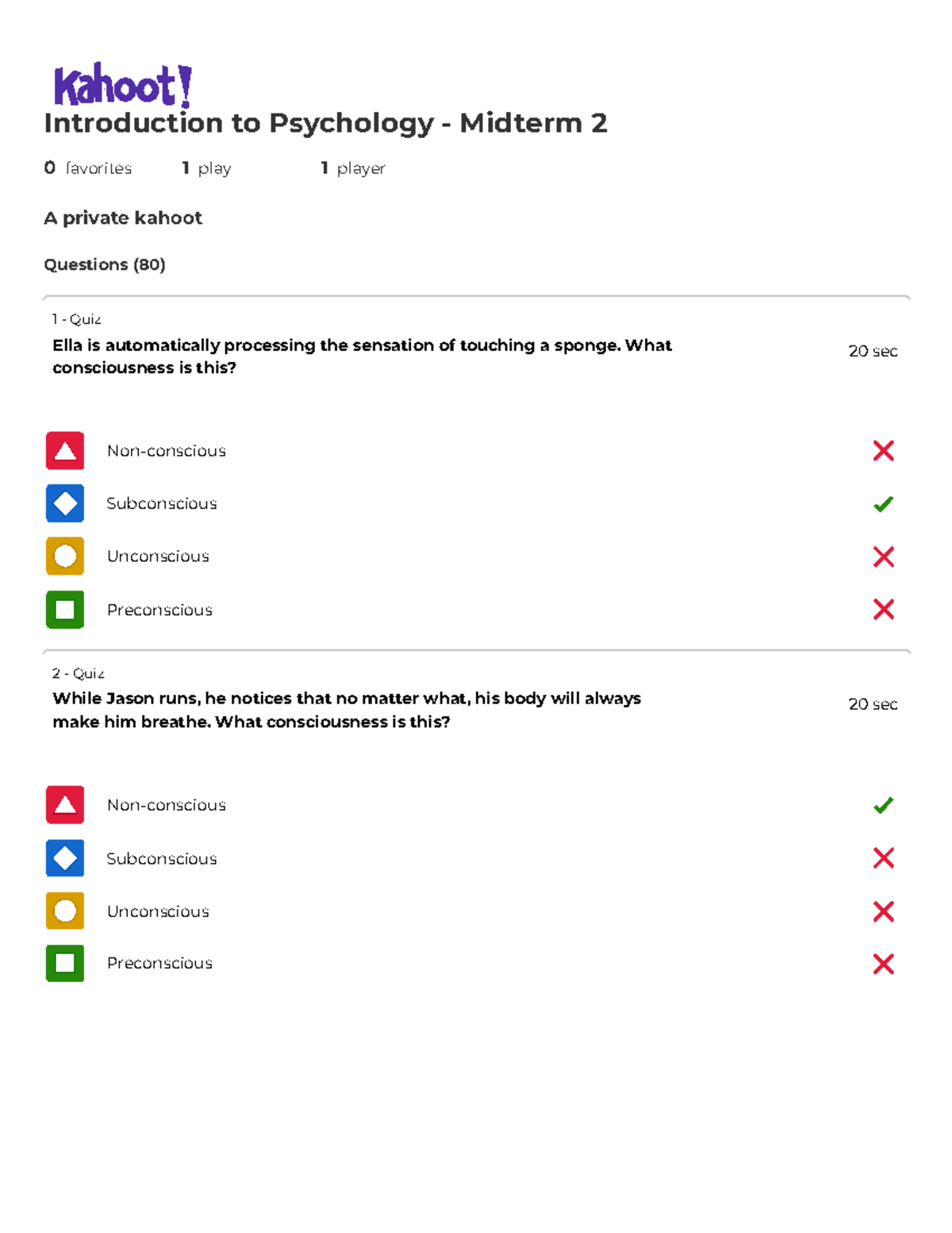 Midterm 2 Kahoot Practice Questions and Answers Introduction to
