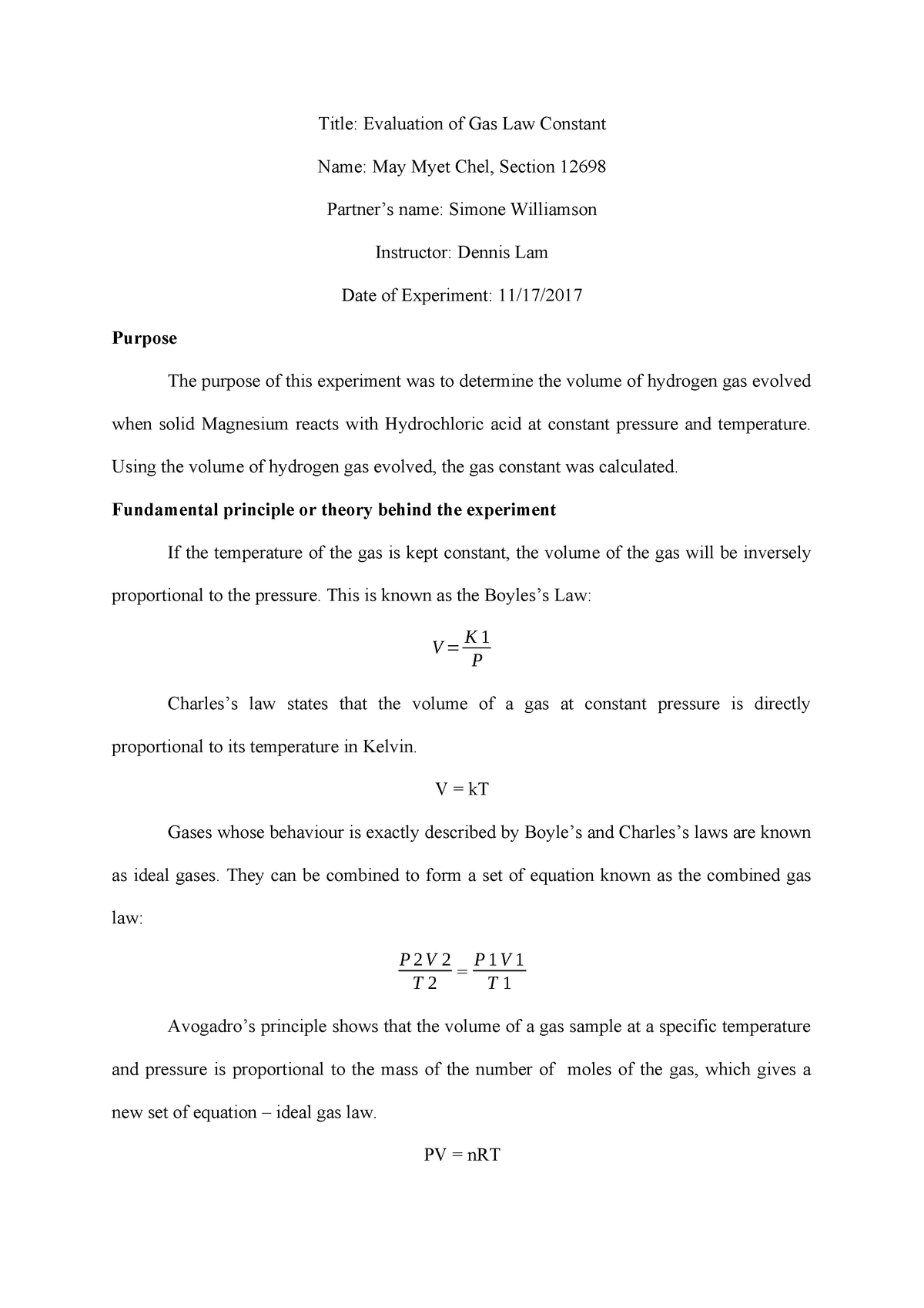 gas law research paper