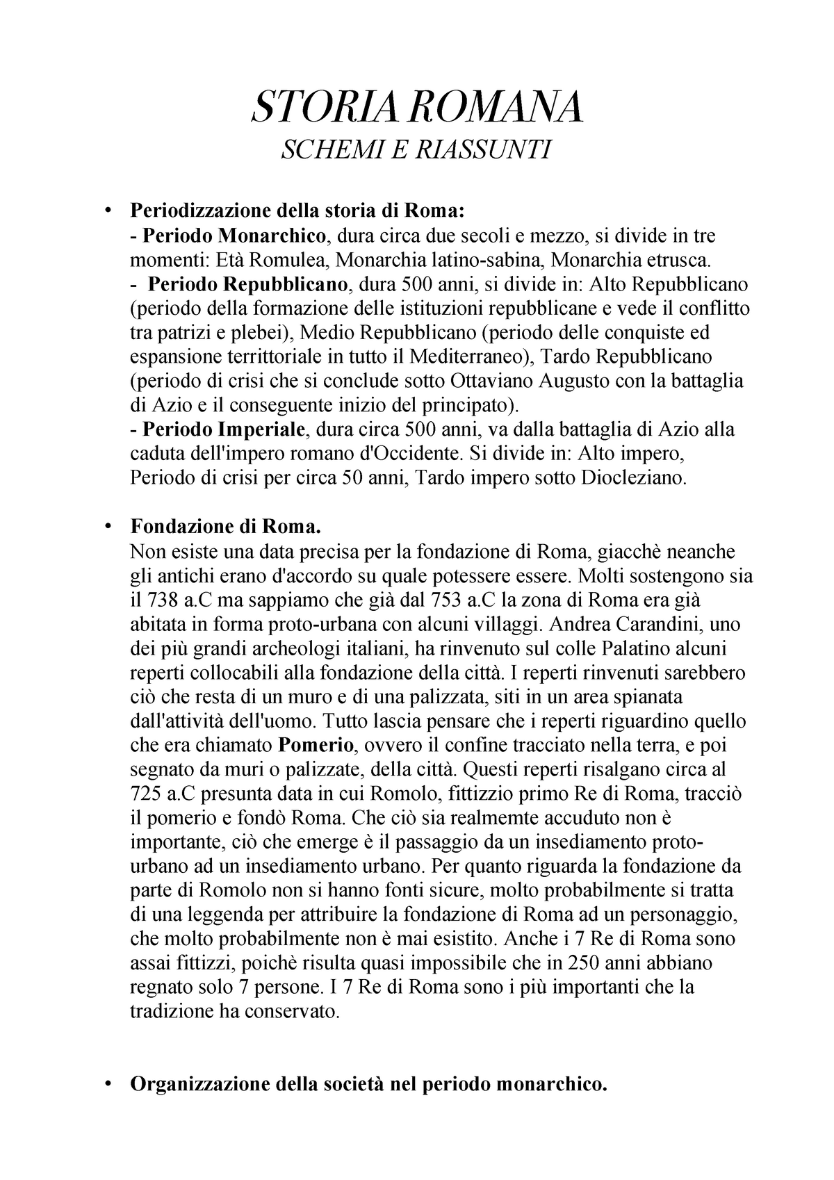 Schemi e Riassunti pdf - Riassunto Storia Romana 1 - STORIA ROMANA SCHEMI E  RIASSUNTI - Studocu