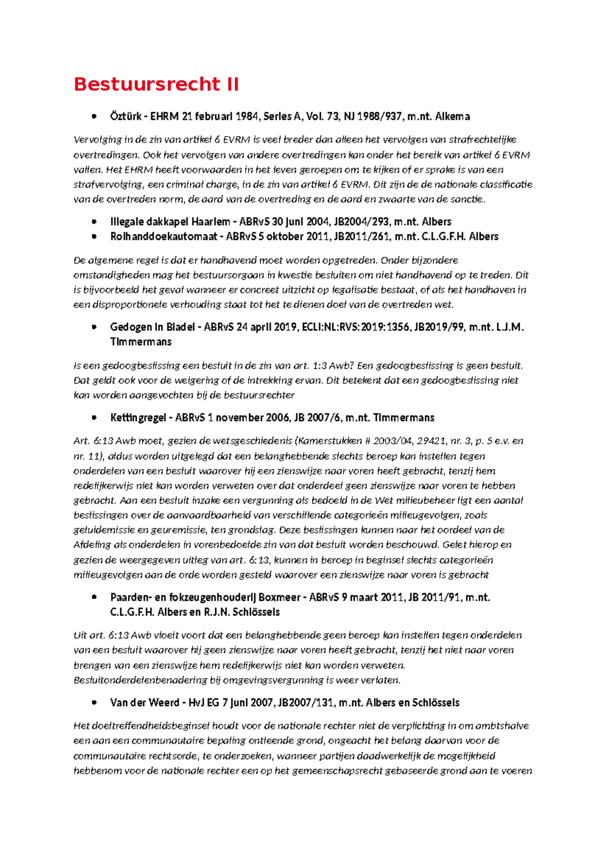 Jurisprudentie Bestuursrecht II - Bestuursrecht II Öztürk - EHRM 21 ...