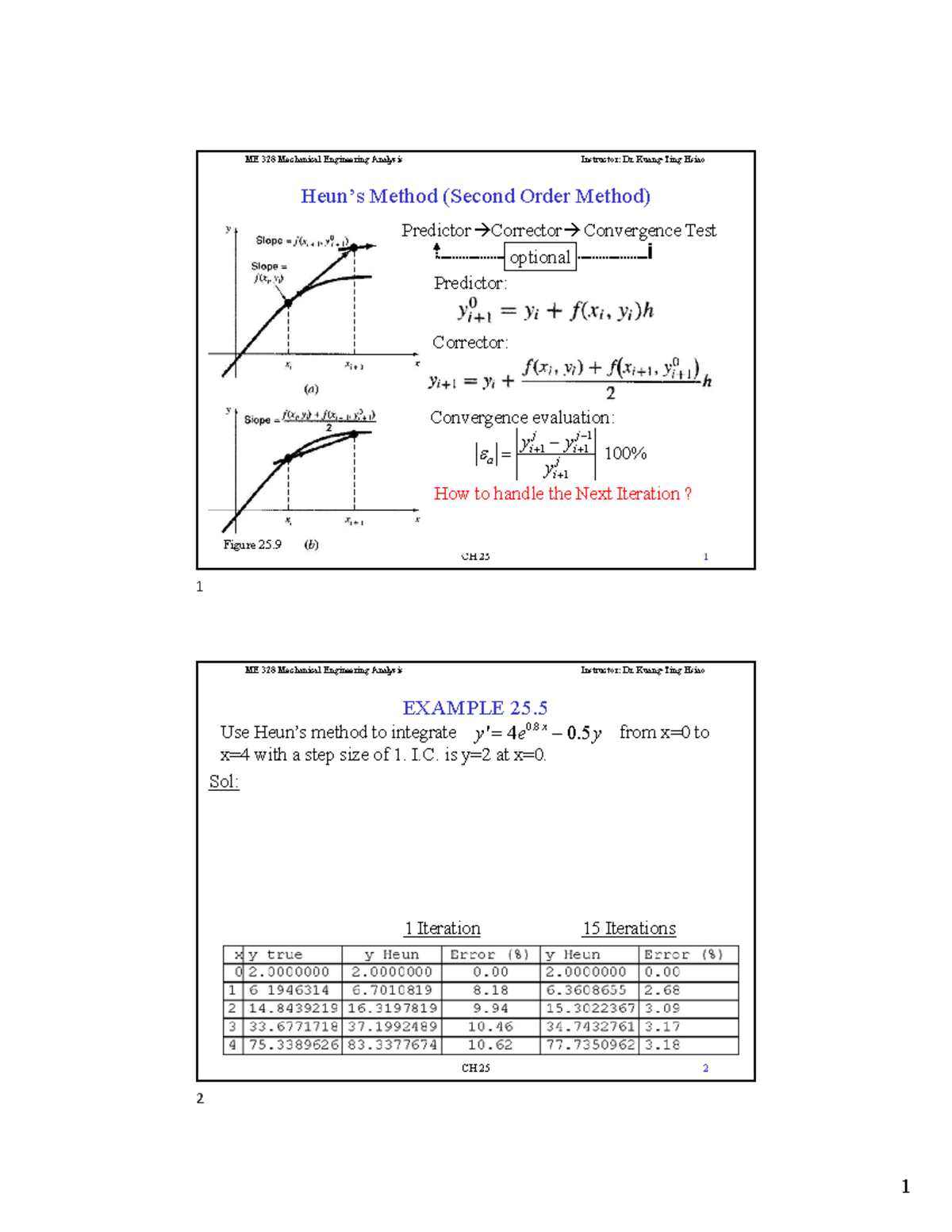 Heun-Midpoint-Higher Order RK - CH 25 1 Heun’s Method (Second Order ...