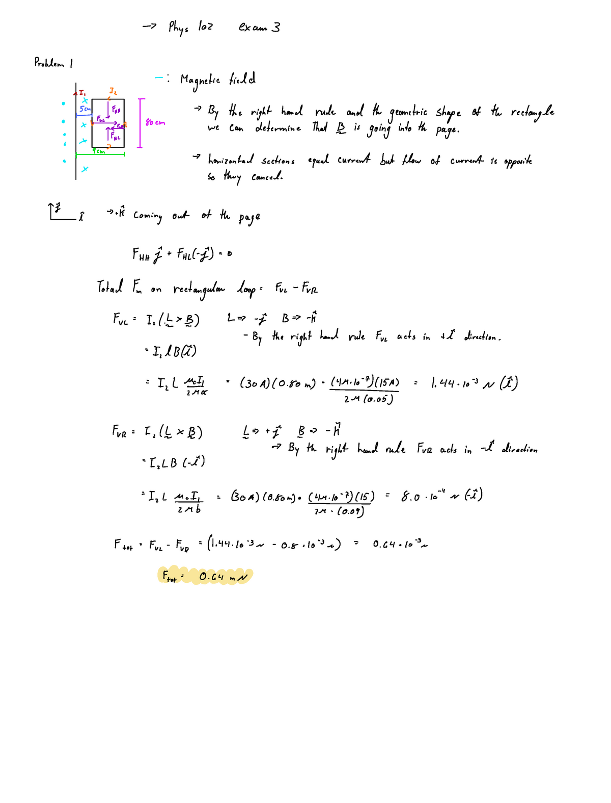 Physics Exam 3 - Exam W/ Solutions - Phys 1oz Exam 3 Problem L RI I ...