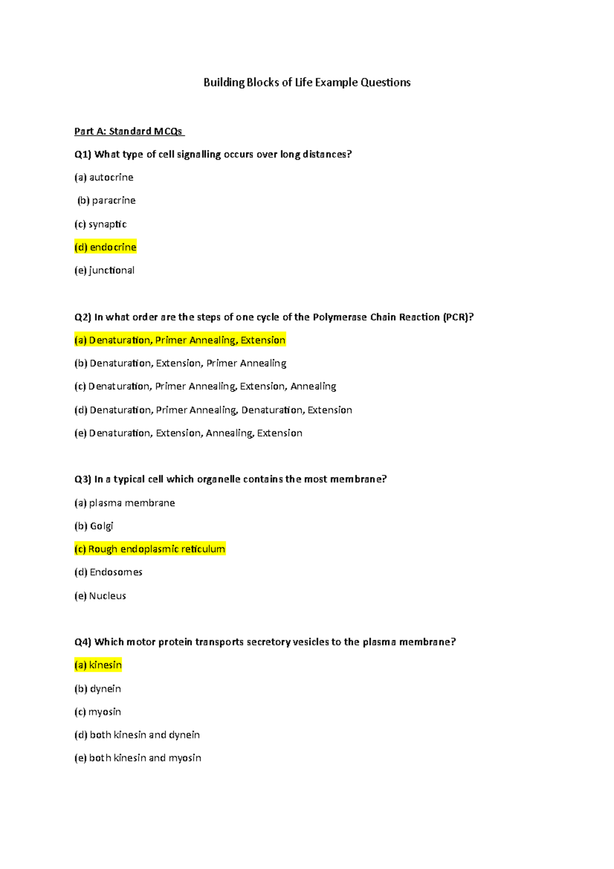 building blocks answer for exam questions Building Blocks of Life