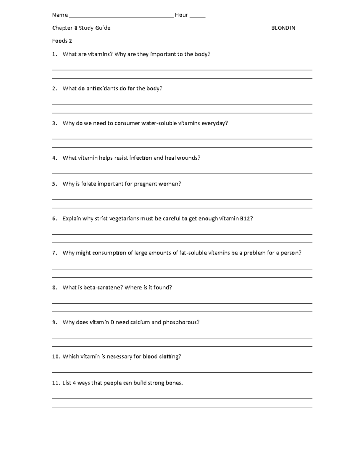 Chapter 8 Study Guide - class notes - Name ...