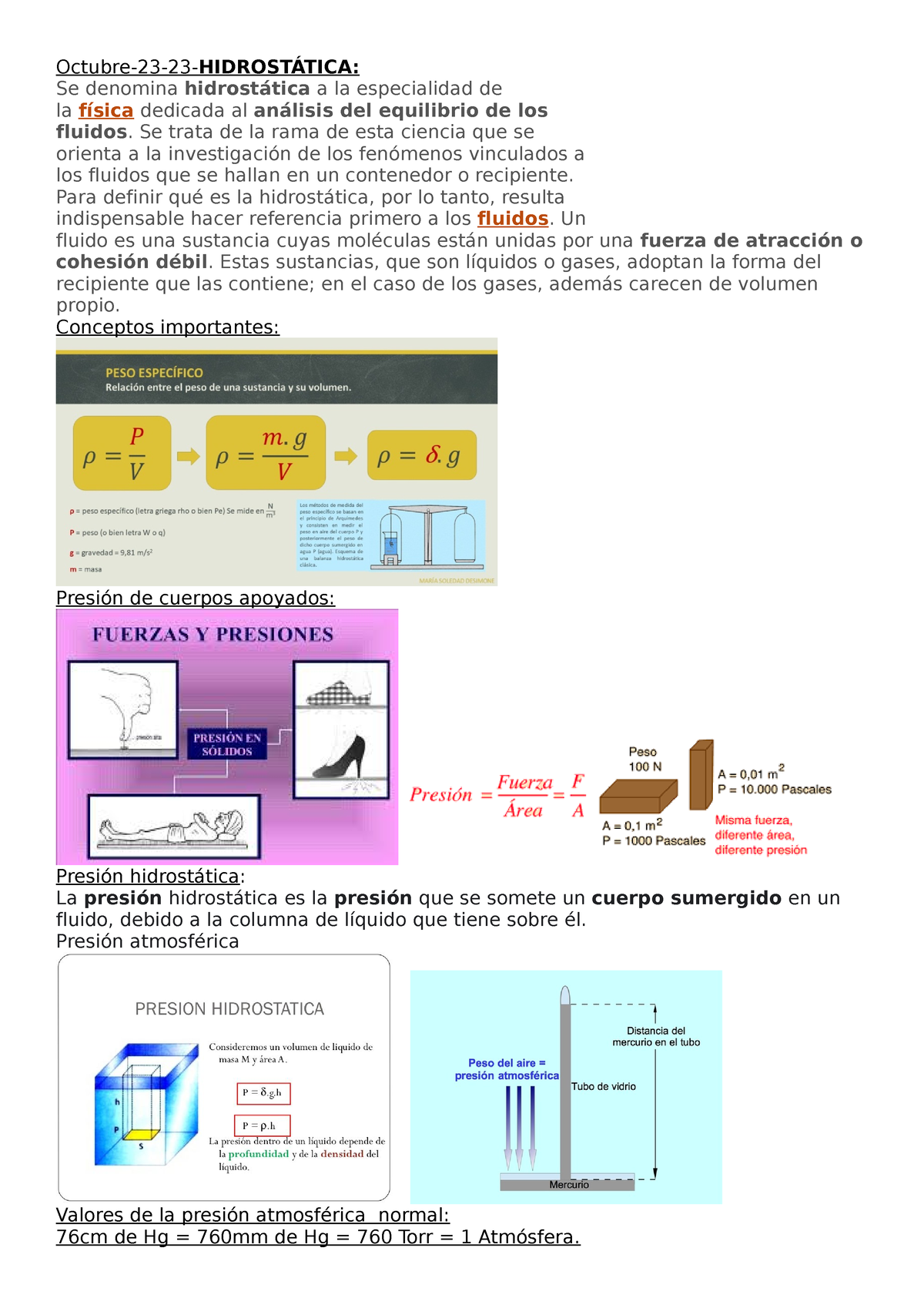 Octubre 23 23 Fis 6to Hidrost Ã¡tica - Octubre-23-23-HIDROSTÁTICA: Se ...
