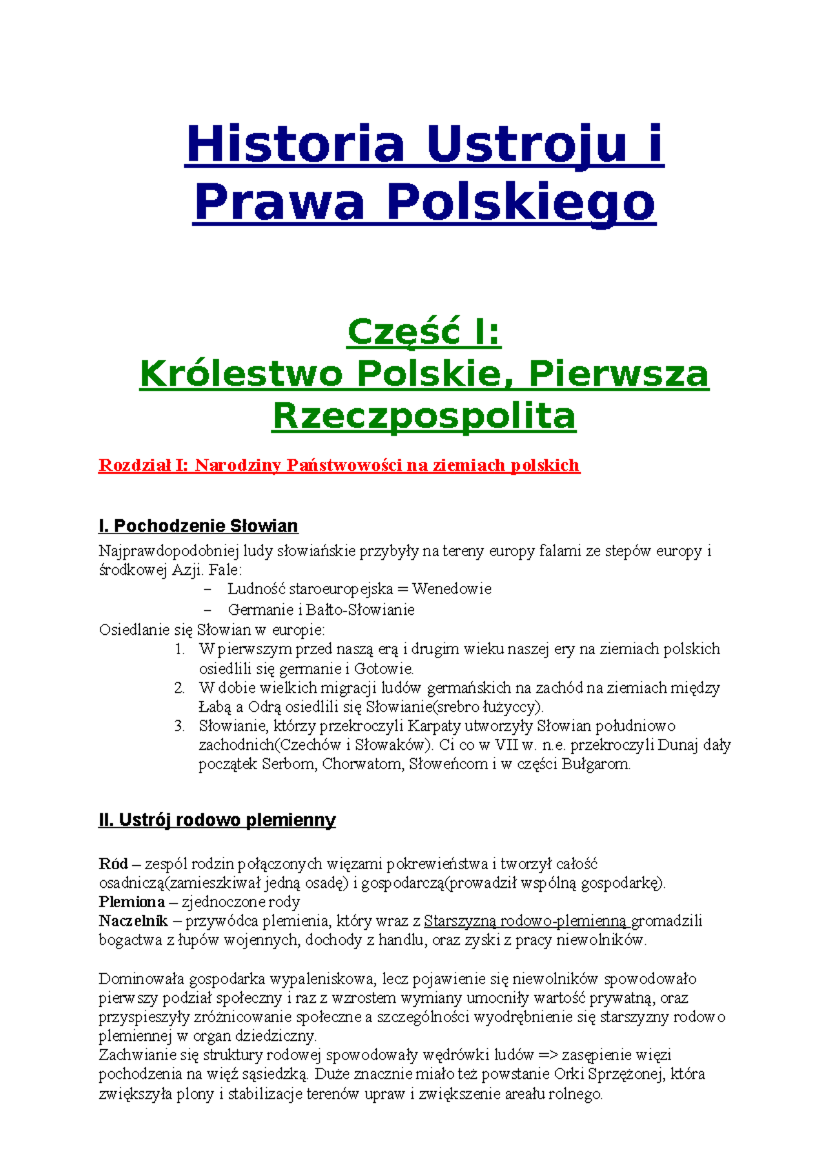 Bardach - skrypt - Historia Ustroju i Prawa Polskiego Część I