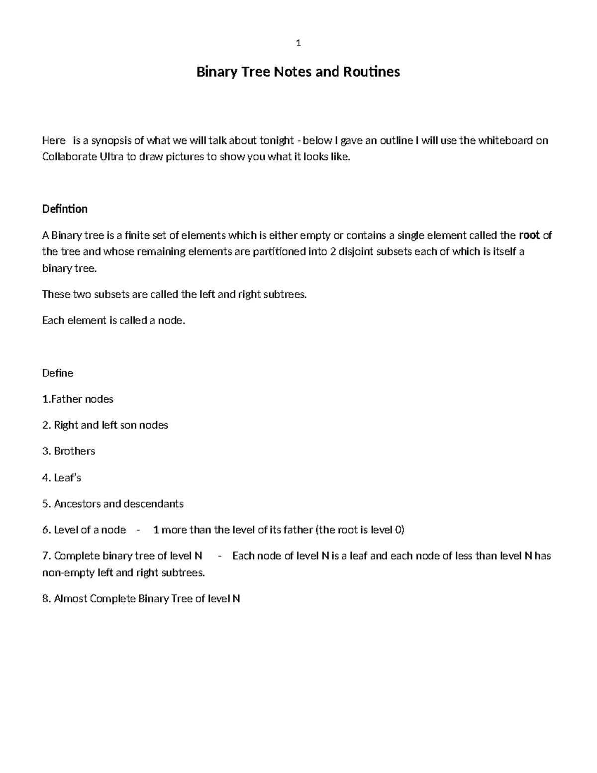 Binary Tree Algorithms, intrav, parent/son relationships - Binary Tree ...