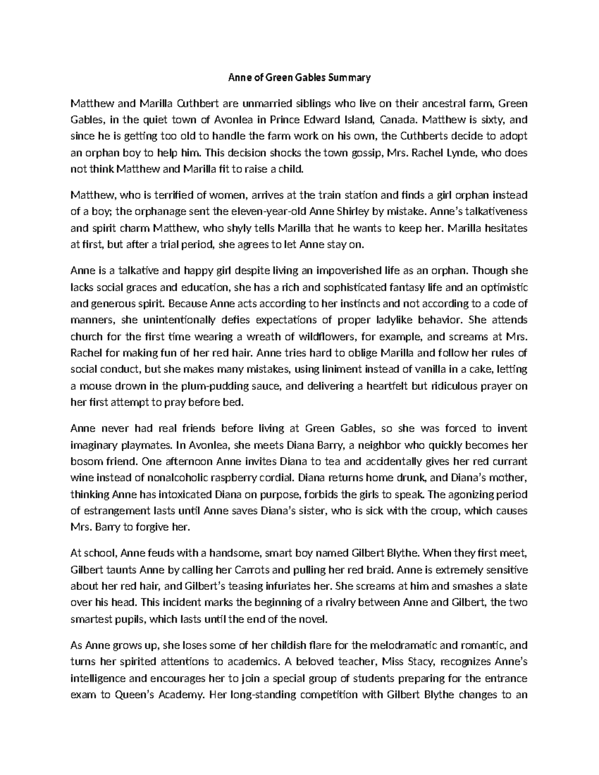 Inbound 1850128970145198864 Anne of Green Gables Summary Matthew and