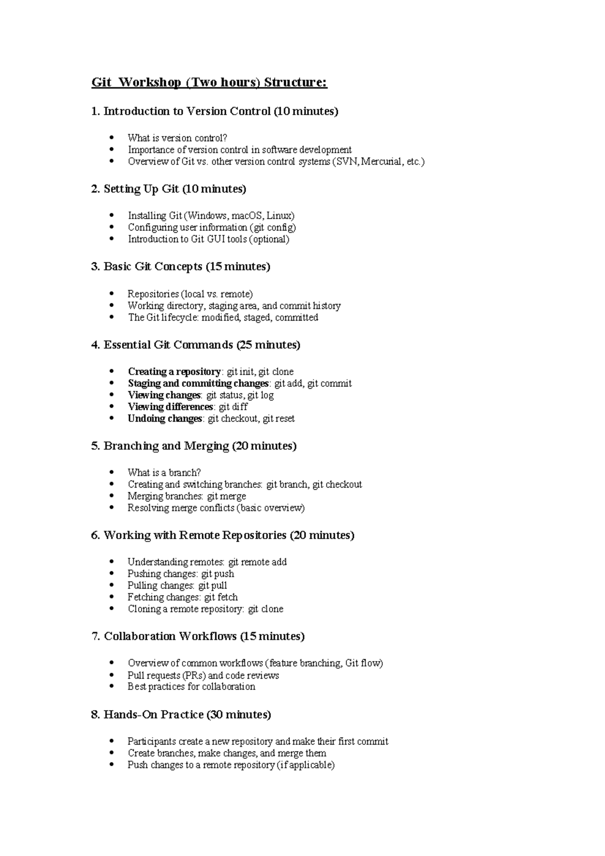 Git Workshop - this is lecture notes. - Git Workshop (Two hours ...