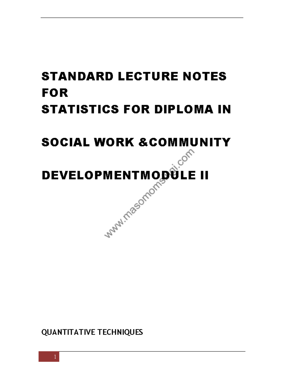 Fundamentals OF Mathematics AND Statistics - STANDARD LECTURE NOTES FOR ...