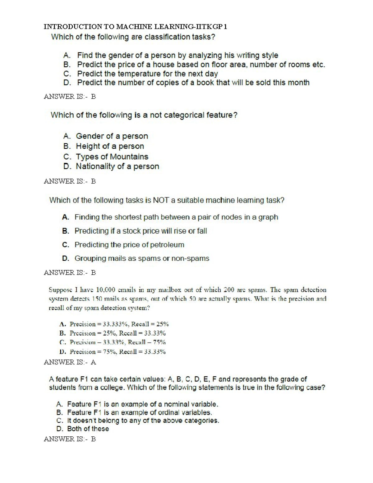 Machine Learning - Notes - Introduction To Machine Learning-iitkgp 1 