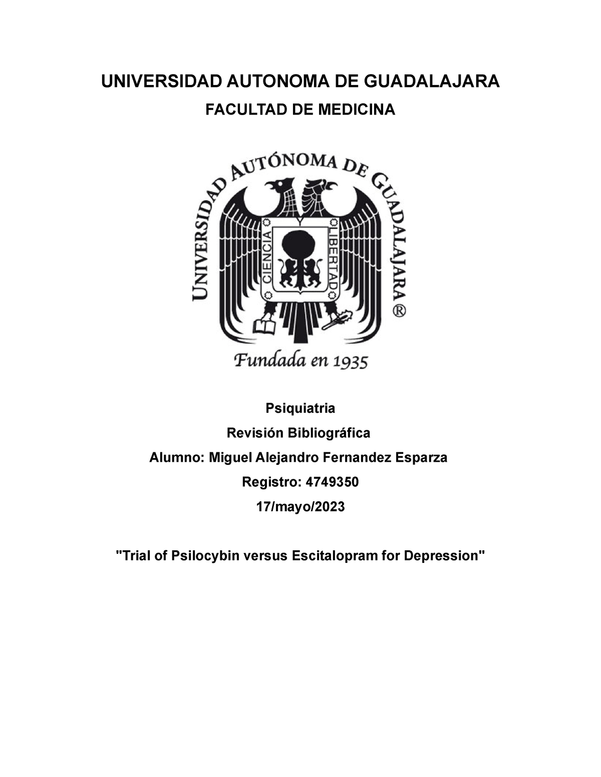 RB Miguel Fernandez Psiquiatria - UNIVERSIDAD AUTONOMA DE GUADALAJARA ...