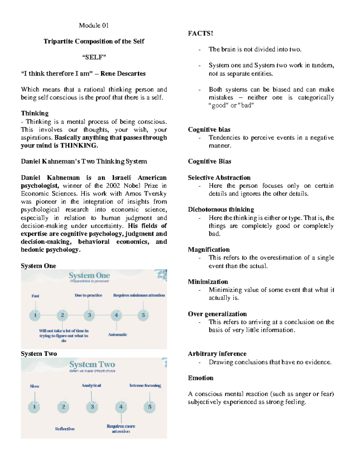 UTS - jhjfhgcvhgvb - Module 01 Tripartite Composition of the Self “SELF ...