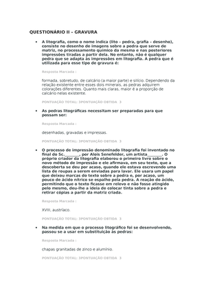 Questionário I – Escultura - QUESTIONÁRIO I – ESCULTURA Podemos Definir ...