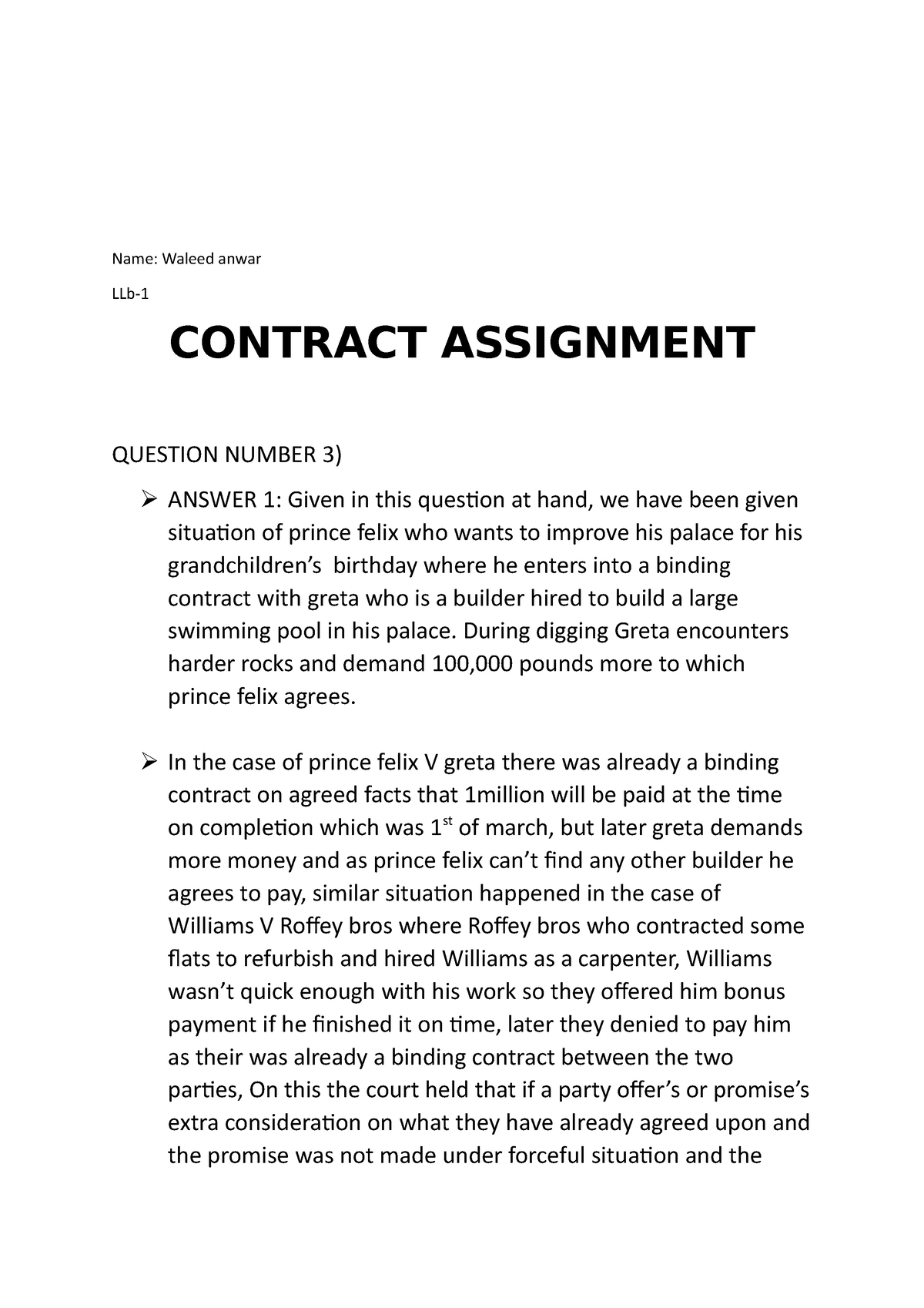 contract assignment topics