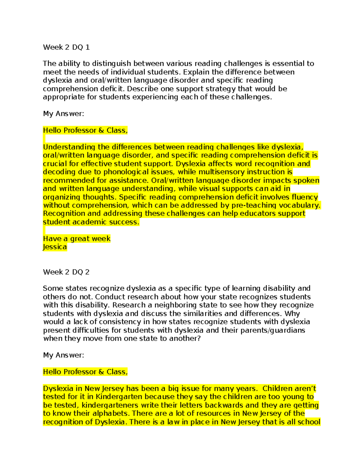 Week 2 DQ 1:2 - week 2 dq 1 and 2 - Week 2 DQ 1 The ability to ...