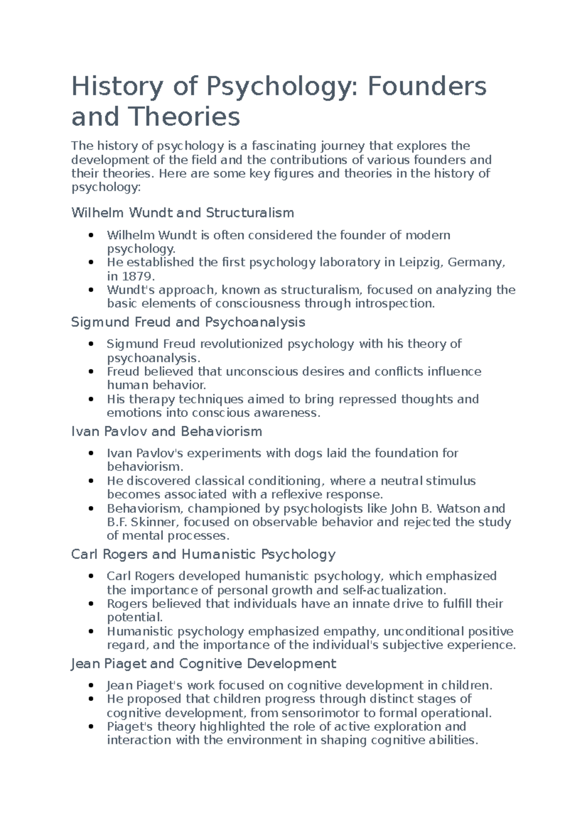 History of Psychology Here are some key figures and theories in the history of psychology