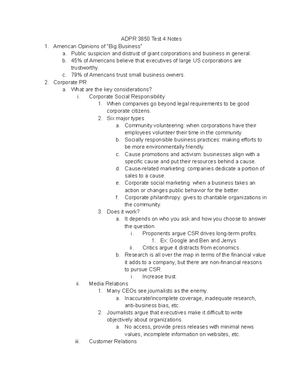 ADPR 3850 Test 4 Notes - Dr. Cacciatore - ADPR 3850 Test 4 Notes ...