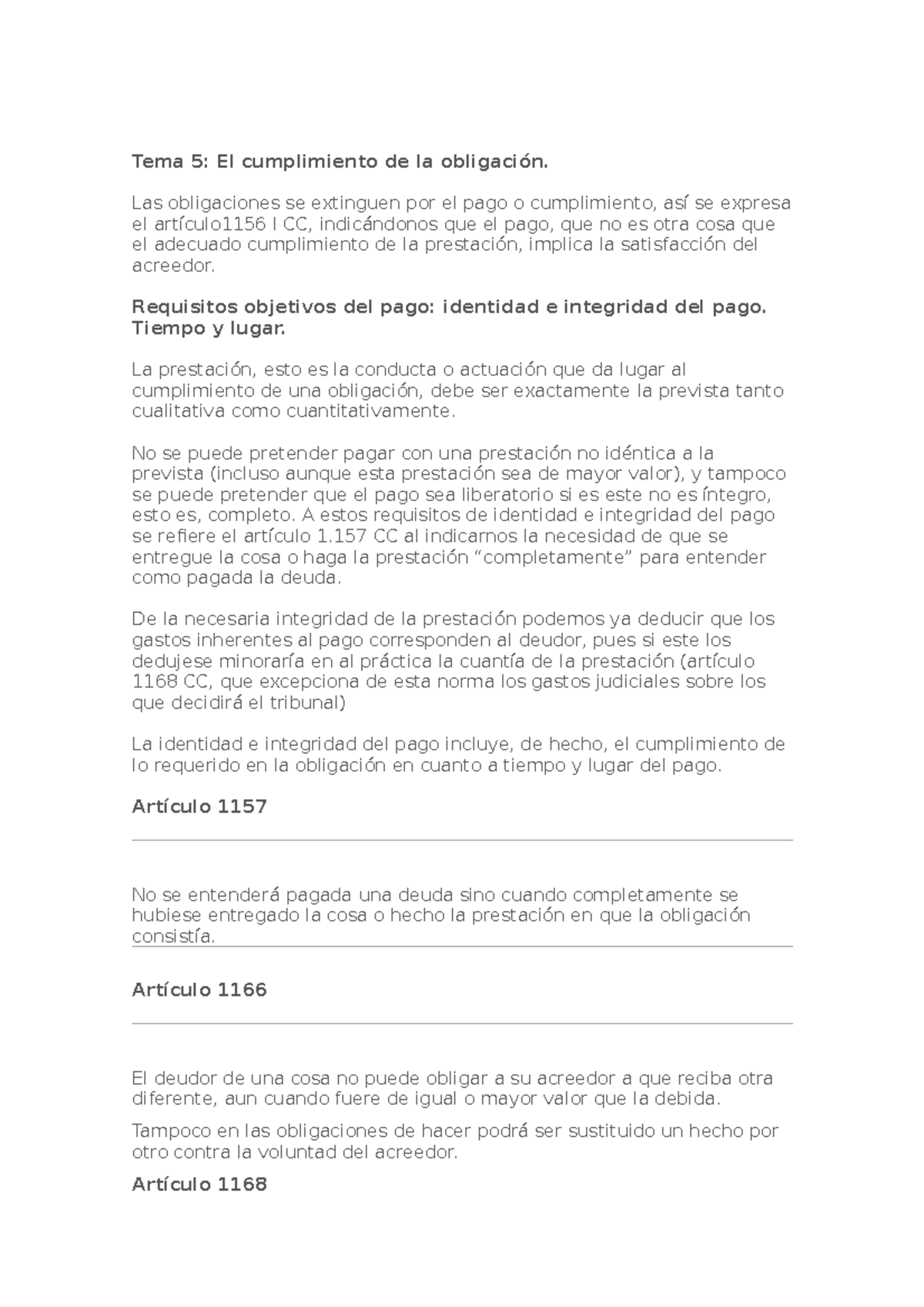 Tema 5 El cumplimiento de la obligación - Las obligaciones se extinguen ...