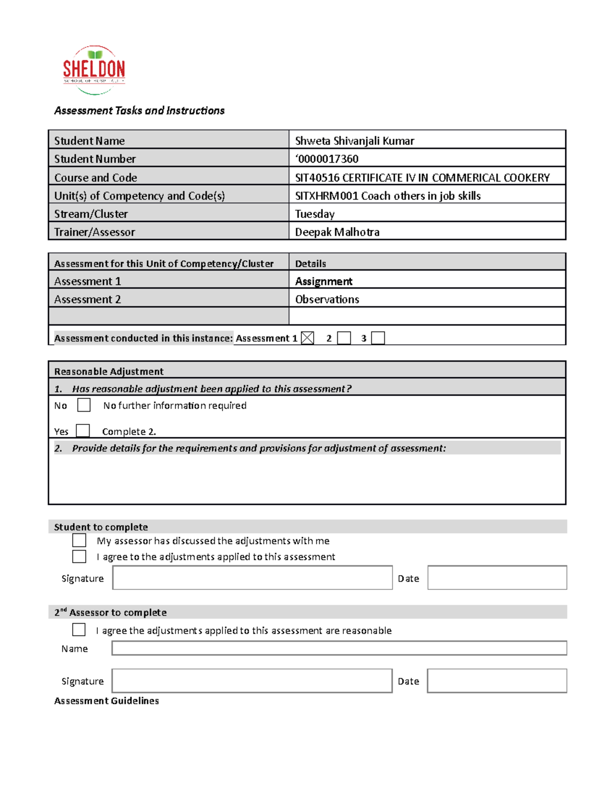 Sitxhrm 001 Assessment 1 -Assignment - Assessment Tasks and ...