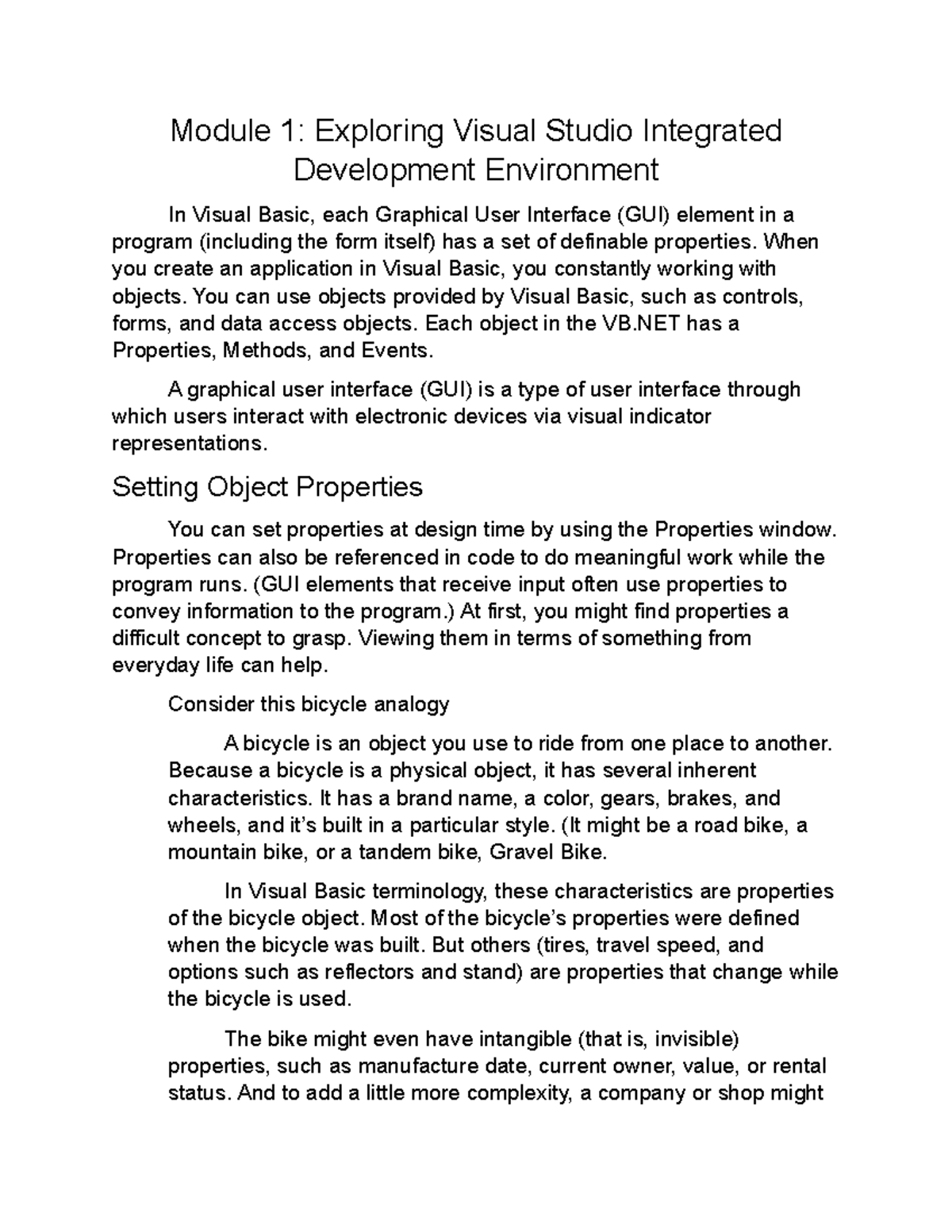 What is Exploring Visual Studio Integrated Development Environment Module 1 Exploring Visual