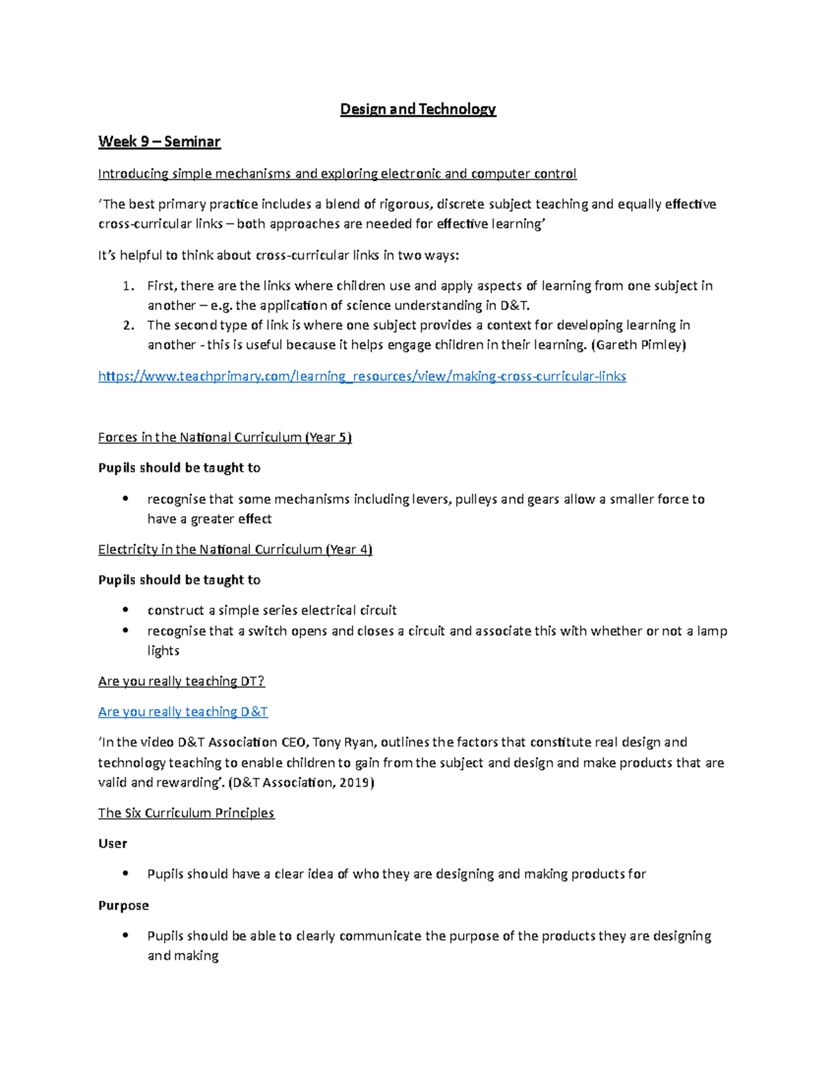 Design and Technology notes - PR2501ET - Winchester - Studocu