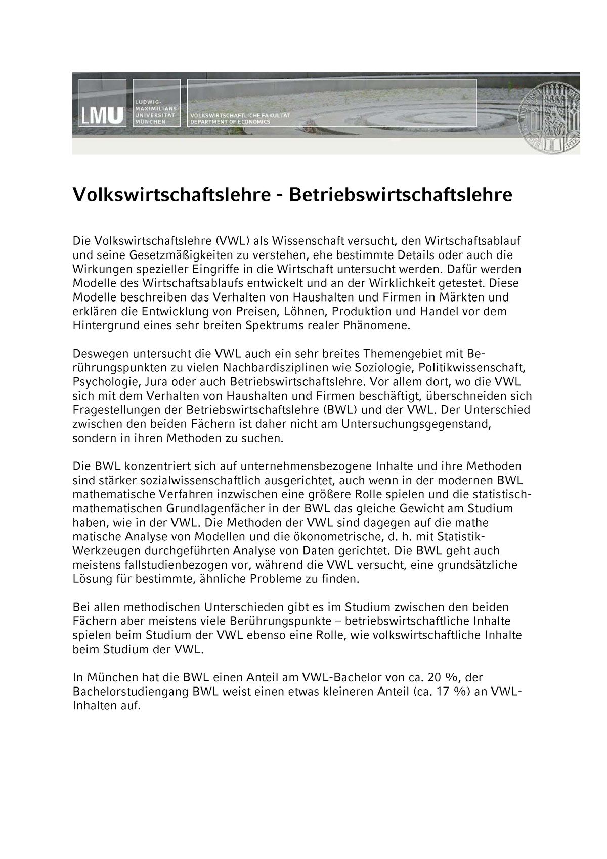 Abgrenzung Von VWL Und BWL - Volkswirtschaftslehre ...