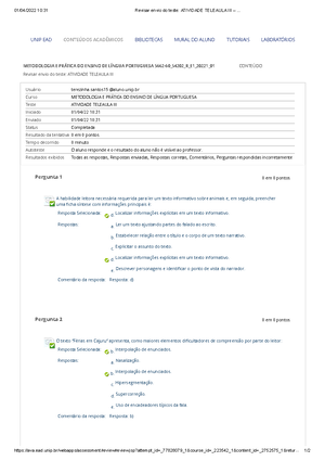 Metodologia E Prática DO Ensino DE Língua Portuguesa - 1. METODOLOGIA E ...