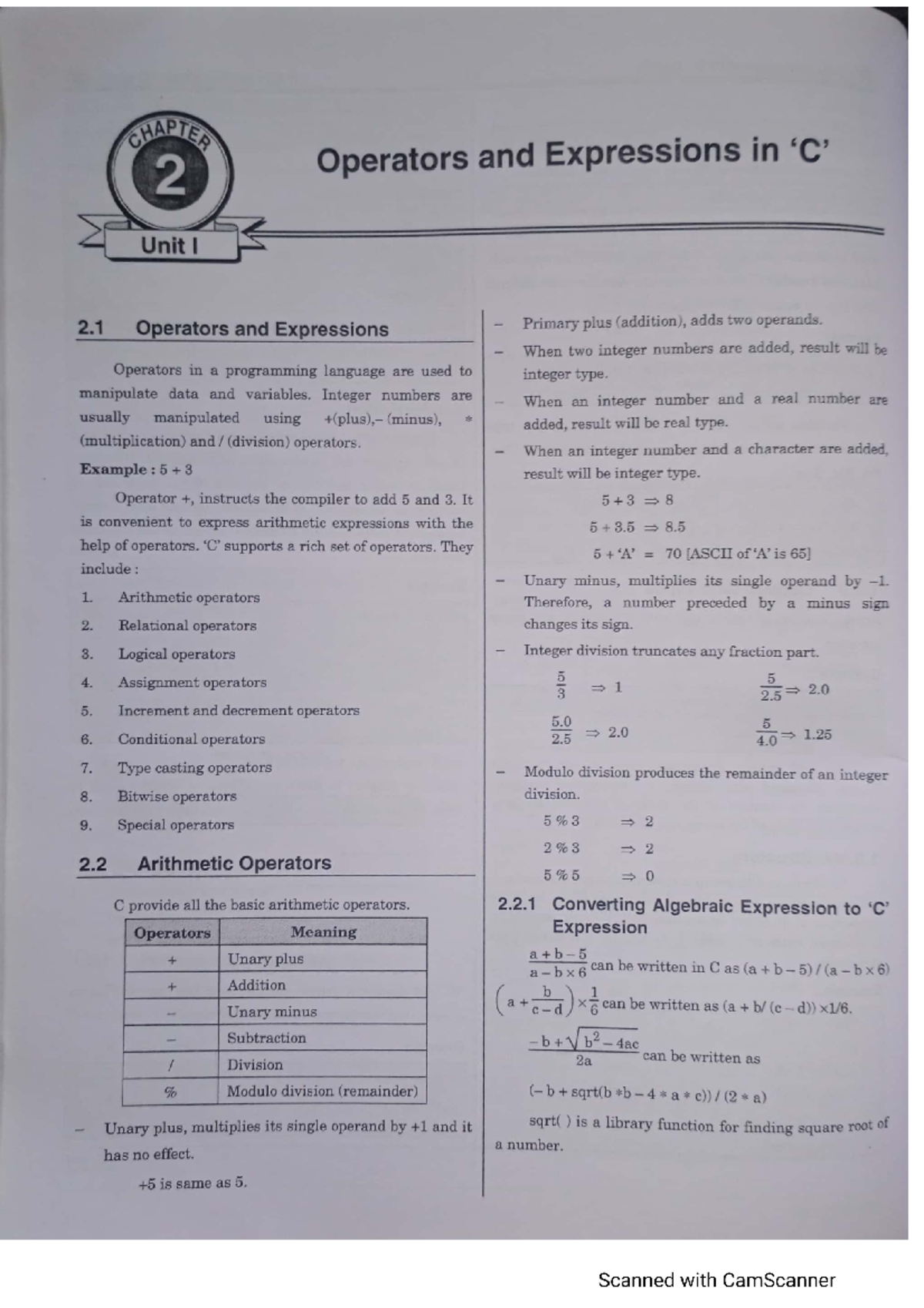 Operators and Expression in C - Computer Engineering - Studocu